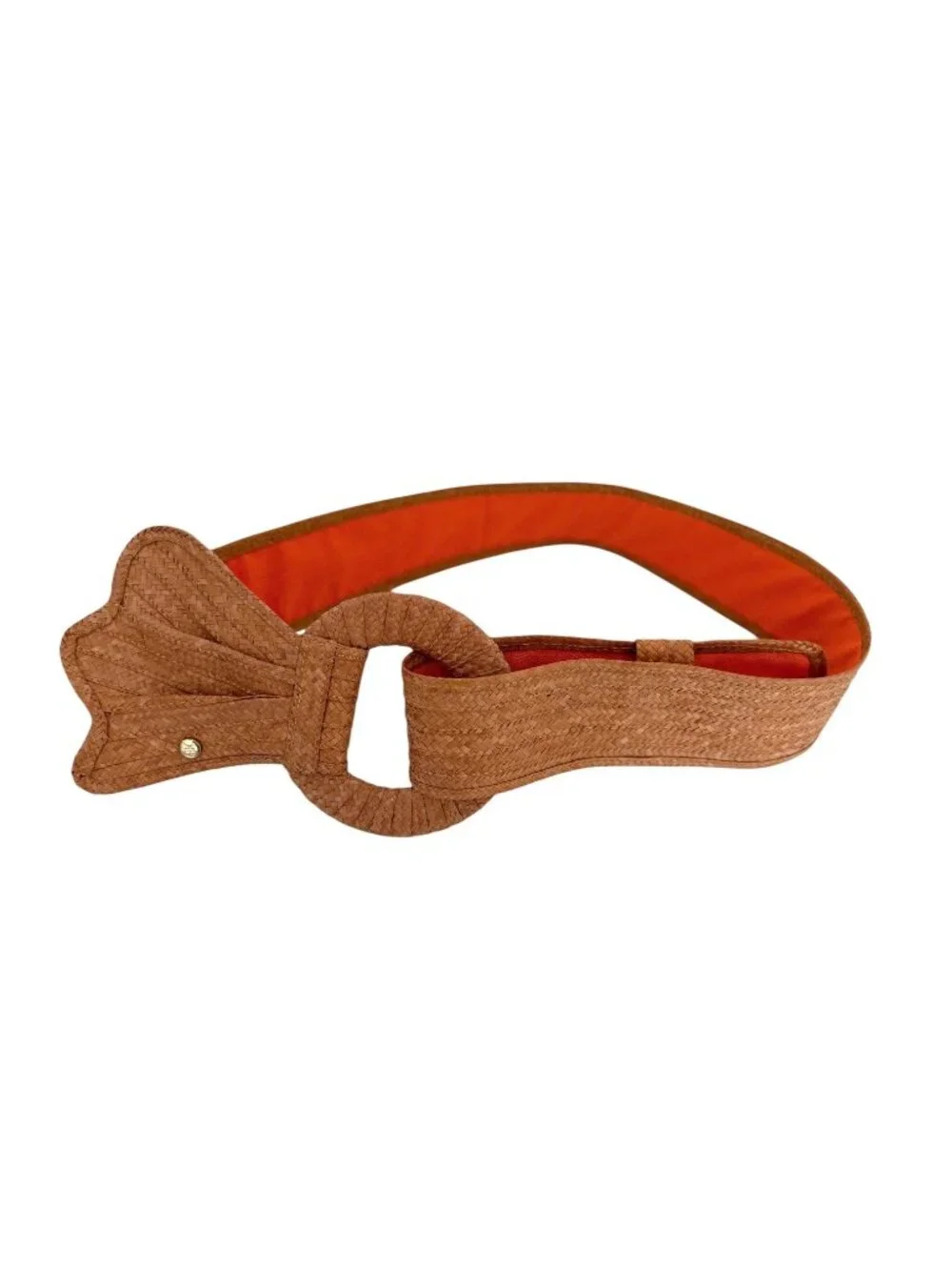 Vintage Woven‎ Straw Oversized Buckle Statement Belt Boho Tropical Resort (S)
